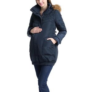 Kimi + Kai Maternity "Arlo" Convertible Baby Wearing Down Coat (navy)